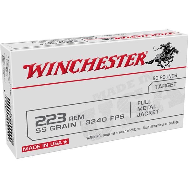 WINCHESTER TARGET .223 REM 55 GR FMJ 3240 FPS 20 RD/BOX