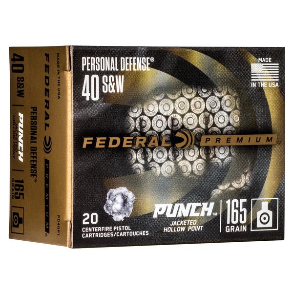 Federal Premium Punch 40 S&W 165 GR JHP 1130 FPS 20 RD/BOX