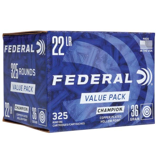 FEDERAL CHAMPION TRAINING VALUE PACK .22LR 36 GR CPHP 1260 FPS 325 RD/BOX