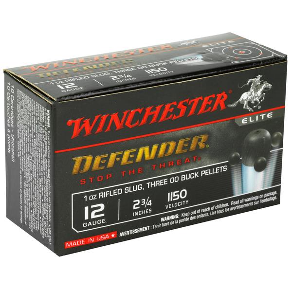WINCHESTER DEFENDER 12 GA 2.75IN 1 OZ RIFLED SLUG + 00 BUCK 1150 FPS 10 RD/BOX