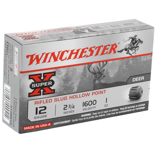 Winchester Super X 12 GA Lead 2.75IN 1 OZ Rifled Hollow Point Slug 1600 FPS 5 RD/BOX